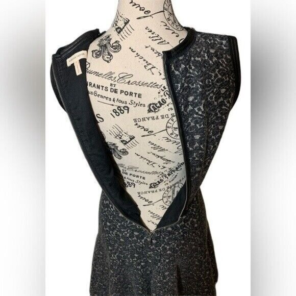 Rebecca Taylor Women's Sleeveless Wool Blend Lace Bonded Dress Grey/Black Size:2 - Picture 4 of 13